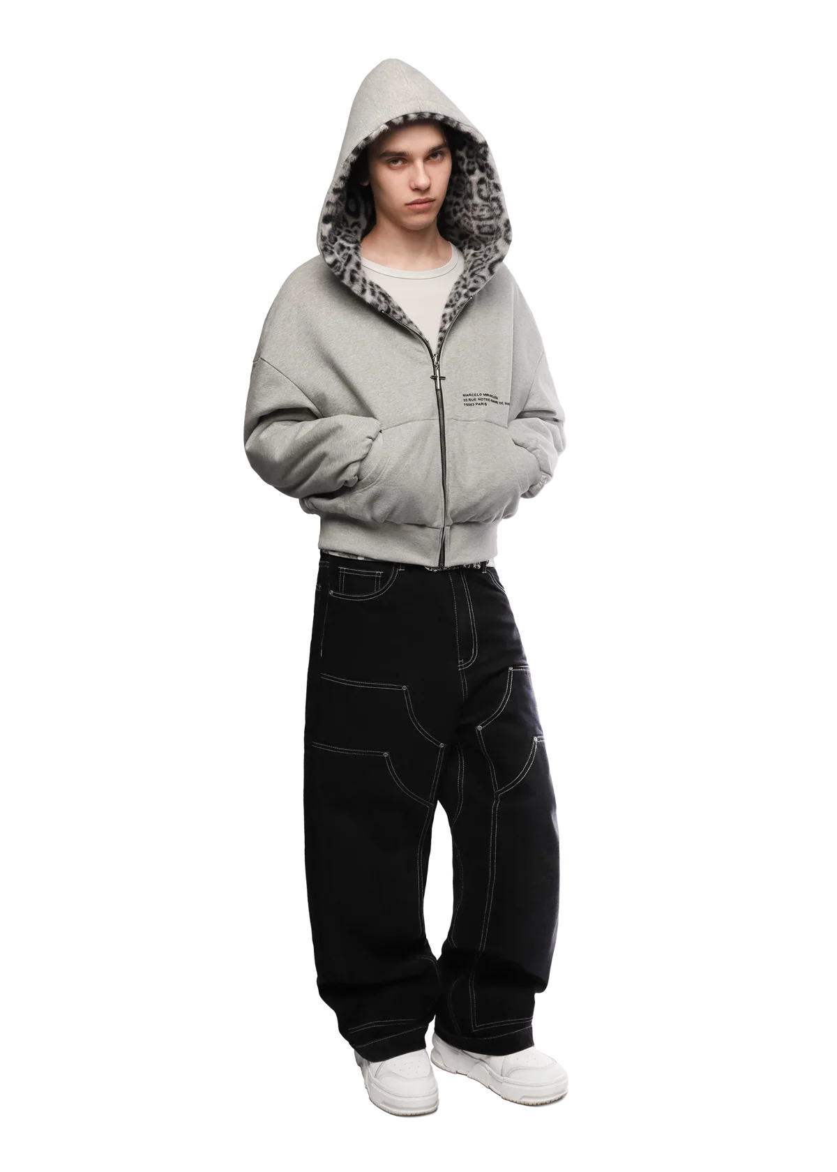 GREY/LEOPARD 2-SIDED ZIPPER